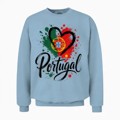 I Love Portugal Vacation Travel Drapeau En Forme De Cœur Motif Touristique Unisex Sweatshirt - Light Blue