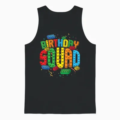 Birthday Squad Playing Bricks Brick Builder Block Building Unisex Tank Top - Black