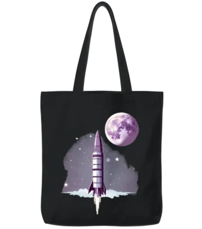 Vintage Retro Space V2 Tote Bags - Black