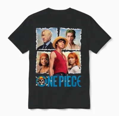 Children's One Piece Straw Hat Group T-Shirt, Blue Unisex T-Shirt - Black