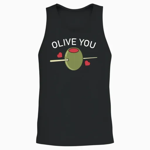 Olive You Unisex Tank Top - Black