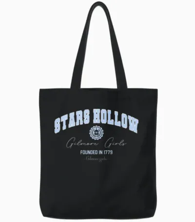 Kinder Gilmore Girls Star Hollow Tote Bags - Black