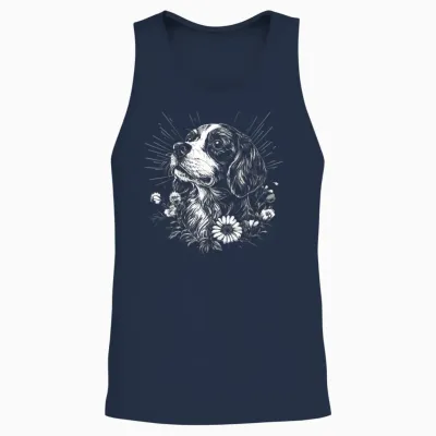 Tatouage Rétro épagneul Breton Pour Amoureux Des Chiens Unisex Tank Top - Navy