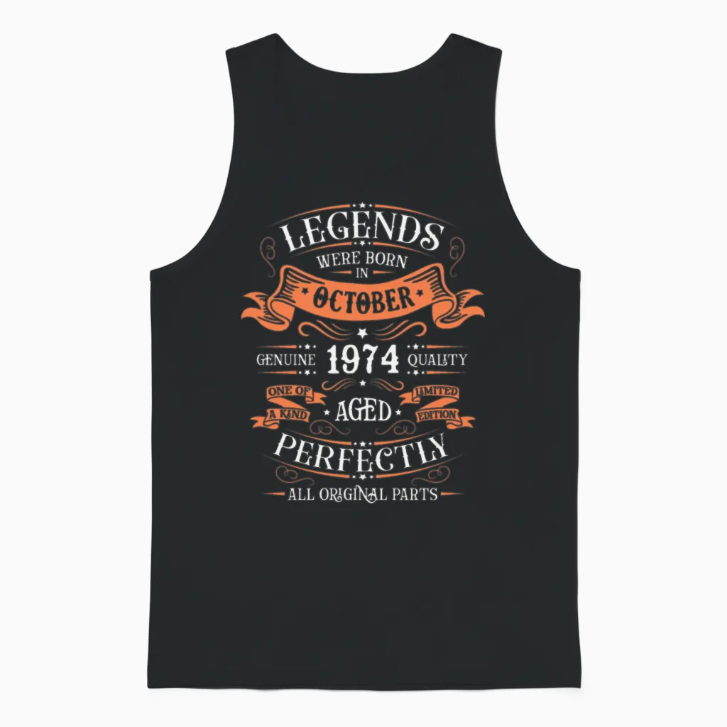 October 1974 Vintage Unisex Tank Top in Black