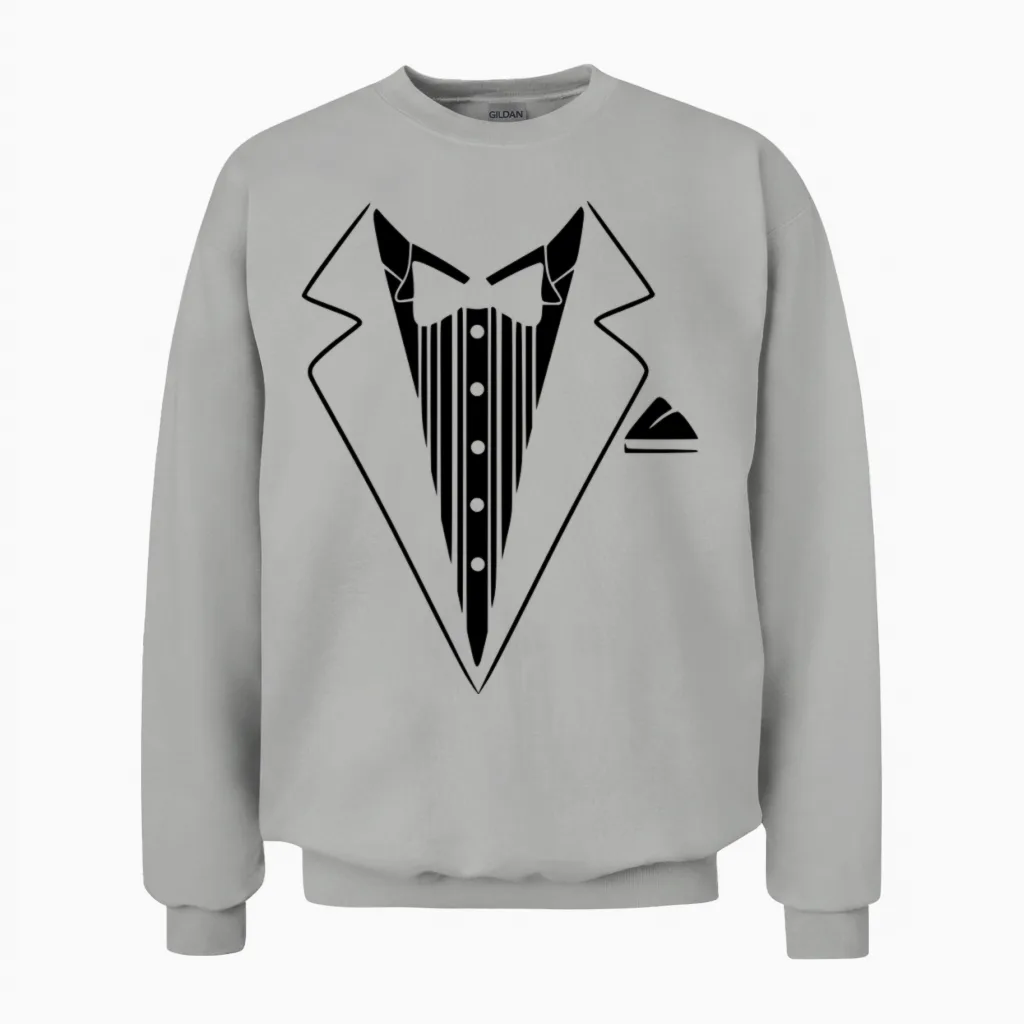 Tuxedo Jacket Costume - Halloween Unisex Sweatshirt in Ash