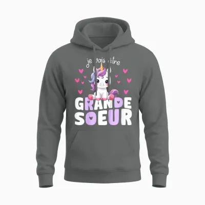 I Will Be Big Sister Unicorn Announcement Pregnancy Sister Unisex Hoodie - Graphite Heather