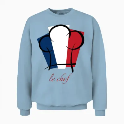 Le Chef. French Food Lover Cook Unisex Sweatshirt - Light Blue