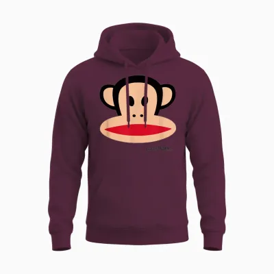 Paul Frank Julius the Monkey Big Face Unisex Hoodie - Maroon