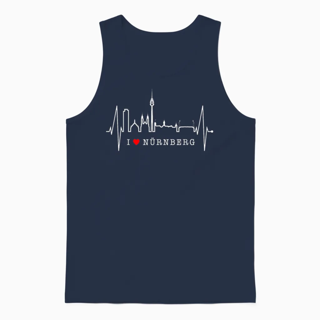 Nürnberg Skyline Herzschlag Fan Herz Liebe I Love Nürnberg Unisex Tank Top in Navy