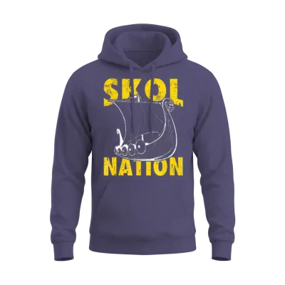 Skol Nation Distressed Viking Ship Unisex Hoodie - Heather Sport Dark Navy