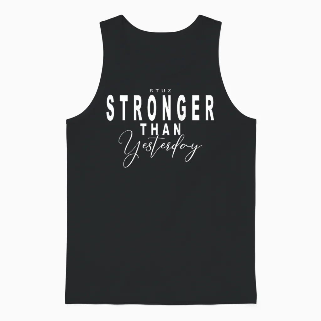 Fitness Backprint Slogan Jogging Training Motivation Sports T-Shirt, Black Unisex Tank Top in Black