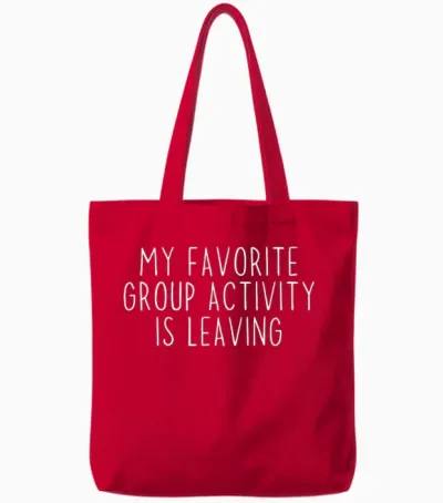 Antisocial Introvert Tee Co. Funny Introvert Antisocial Sarcastic Humorous Black Unisex-Adults Small Cotton 65% Polyester 35% Short Sleeve Classic Fit Crew Neck Tote Bags - Red