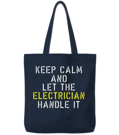 Funny Electrician Tote Bags - Navy