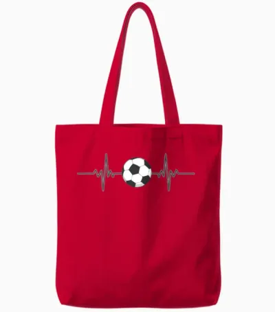 Soccer Heartbeat Soccer Ball Heartbeat Soccer Gift Tote Bags - Red