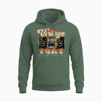 Original 1961 Vintage Anniversaire 65 Ans Pour Hommes Femmes Unisex Hoodie - Military Green
