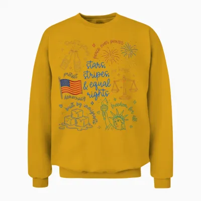 Stars Stripes & Equal Right Doodle Usa Political Liberal Unisex Sweatshirt - Gold
