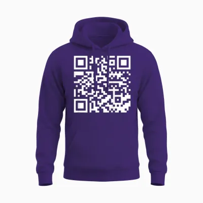 (on Back) Funny Qr Fck You Code Middle Finger Sarcasm Say T-Shirt, Black, S Unisex Hoodie - Purple