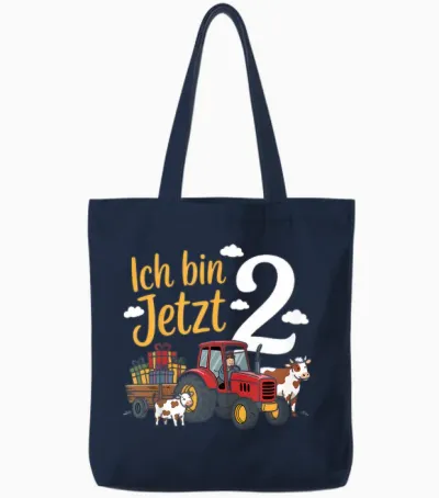 Ich Bin Jetzt 2 Traktor Bauernhof 2. Geburtstag Junge Tote Bags - Navy