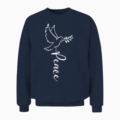 Dove of Peace for Freedom and Happiness with Peace T-Shirt, Black Unisex Sweatshirt - Navy