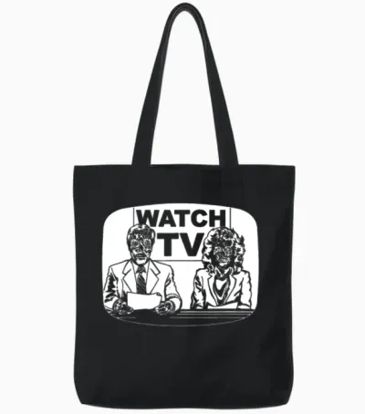 Retro Watch Tv Tote Bags - Black