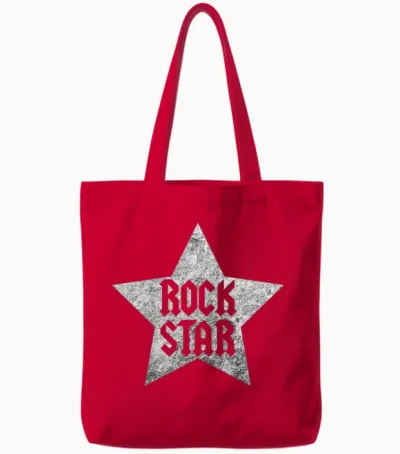 Kids Rock Star Rockstar Top for Boys and Girls, Rock 'n' Roll T-Shirt, Black, 2 Tote Bags - Red