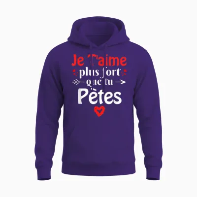 I Love You Stronger Than You Fart Couple Funny Valentine's Day Unisex Hoodie - Purple