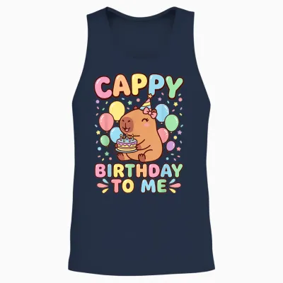 Cappy Birthday Capybara Birthday to Me Unisex Tank Top - Navy