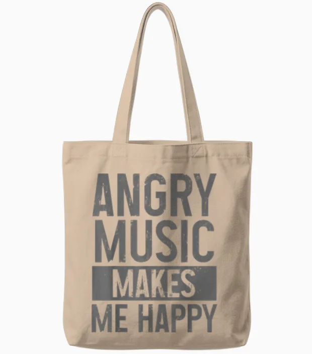 Angry Music Heavy Metal Death Metal Metalhead Metal Fan Tote Bags in Natural