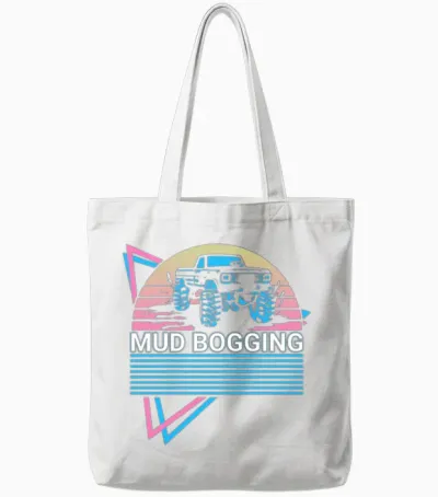 Mud Bogging Retro Tote Bags - White