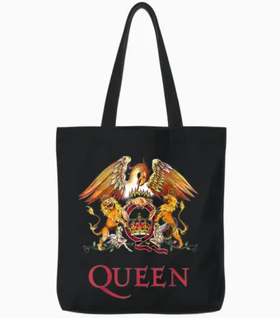 Queen Official Classic Crest T-Shirt, Black Tote Bags - Black