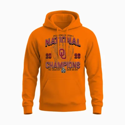 Oklahoma Sooners National Champs 2026 Baseball Cws Gray Unisex Hoodie - Safety Orange