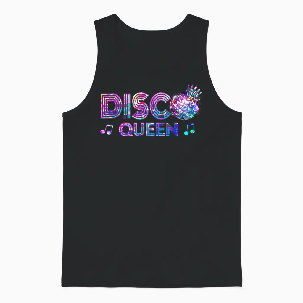 70s Vintage Costume Ladies Girls Disco Queen Unisex Tank Top in Black