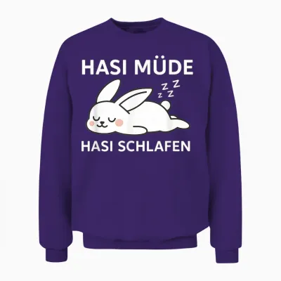 Hasi Tired Hasi Sleep Funny Sleepy Rabbit Unisex Sweatshirt - Purple