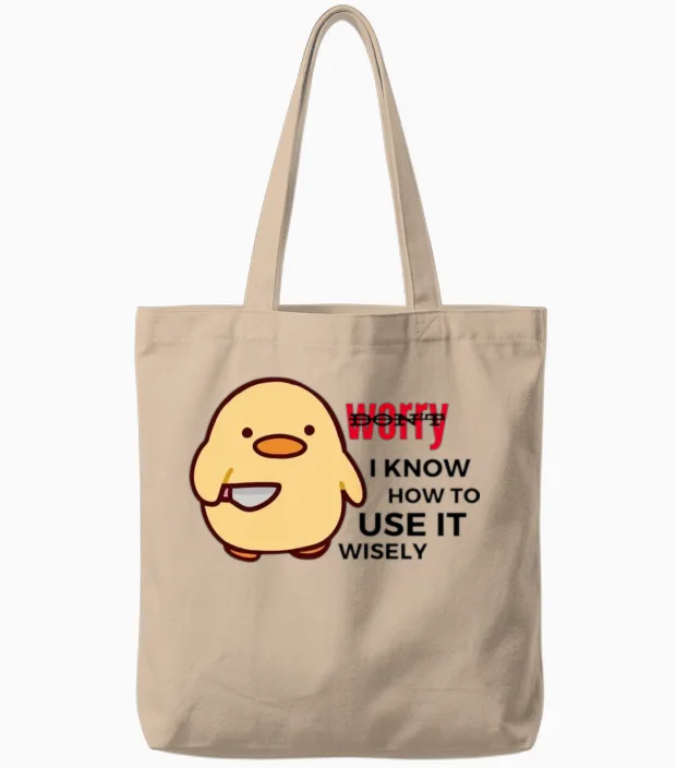 Funny Duck Tote Bags in Natural