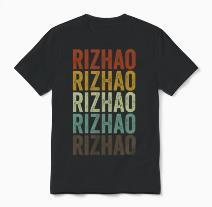Rizhao China Retro Vintage Unisex T-Shirt - Black