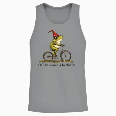 Off to Cause a Kerfuffle Frog Funny Weirdcore Sayings Unique Unisex Tank Top - Sport Grey