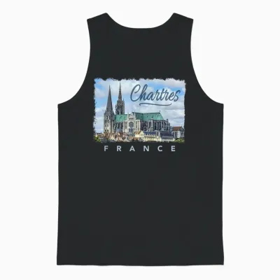 Cathedral Chartres France Unisex Tank Top - Black