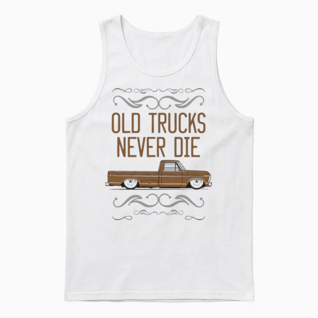 Keep on Truckin Sequoia Brown Unisex Tank Top in White
