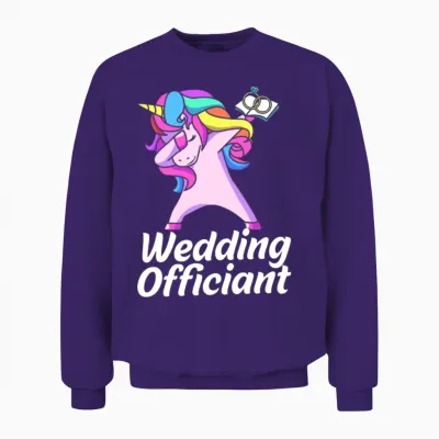 Dabbing Unicorn Wedding Officiant for Women Unisex Sweatshirt - Purple