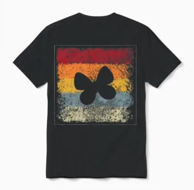 Butterfly Retro Unisex T-Shirt - Black