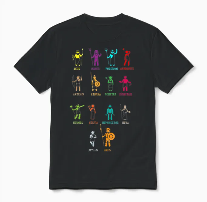 Greek Mythology Gods - Gods of Greece T-Shirt Small Unisex T-Shirt in Black