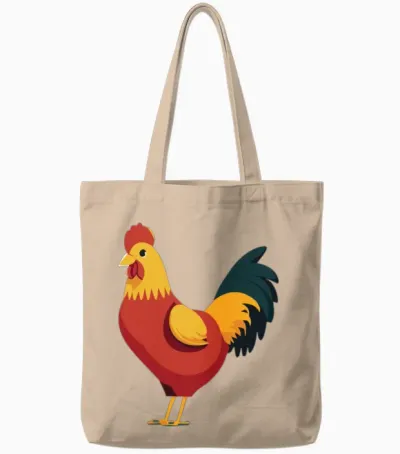 Retro Style Cute Chicken Rooster Tote Bags - Natural