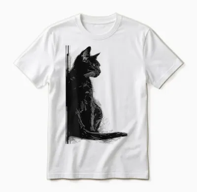 Katze Abstrakte Zeichnung Kunst Tier Illustration Grafik Katze Unisex T-Shirt - White
