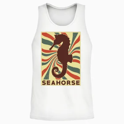 Seahorse Retro Vintage Unisex Tank Top - White