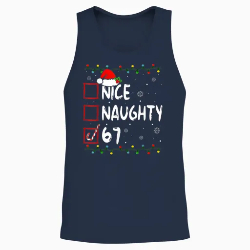 Funny Nice Naughty 6 7 Christmas 67 Meme Xmas Boys Girls Unisex Tank Top - Navy