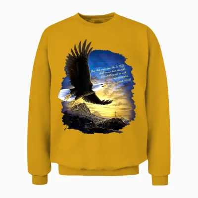 Jesaja 40:31 Berg Flügel Als Adler Christlicher Bibelvers Unisex Sweatshirt - Gold