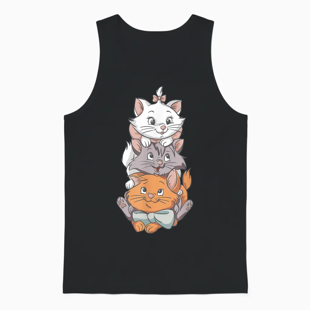 Aristocats Cute Cats T-Shirt, Black, S Unisex Tank Top in Black