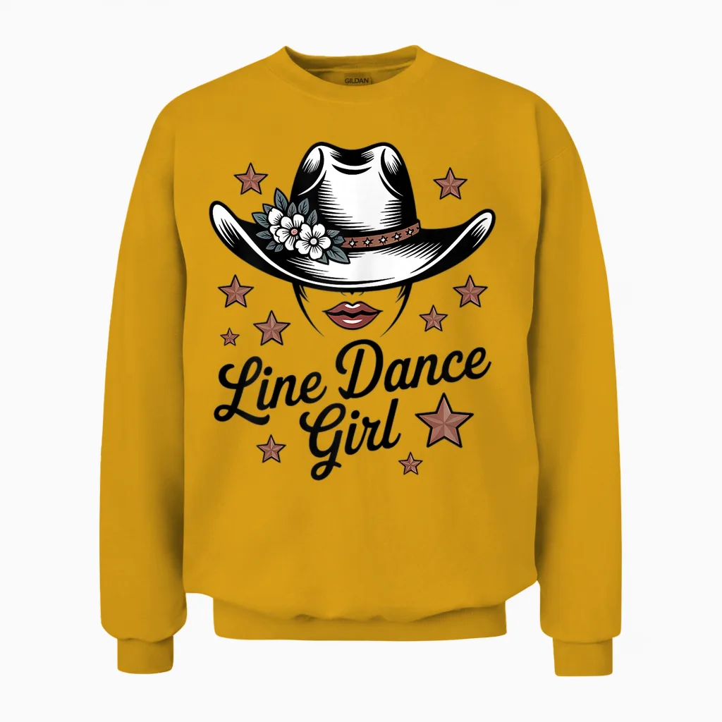 Line Dance Country Girls' Farm & Gift Unisex Sweatshirt in Gold