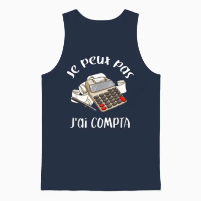 Gift for Accountant Je Peux Pas J'ai Compta T-Shirt, Black, S Unisex Tank Top - Navy