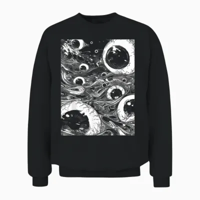Creepy Horror Eyeballs | Grunge Edgy Weirdcore Aesthetic Unisex Sweatshirt - Black